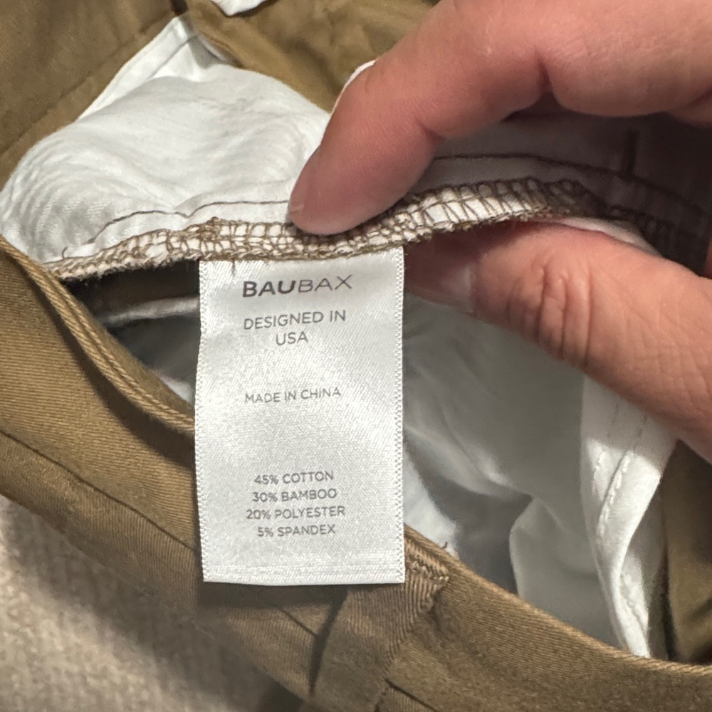 Baubax Mens 30x32 Slim Brown Bamboo Cotton Chino Pants Trousers Casual - Picture 10 of 10